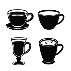 Modern Coffee Cup Vector Icons and Silhouettes Pack