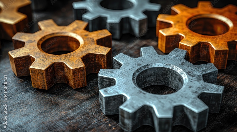 Poster interlocking gears: a symbol of teamwork and precision