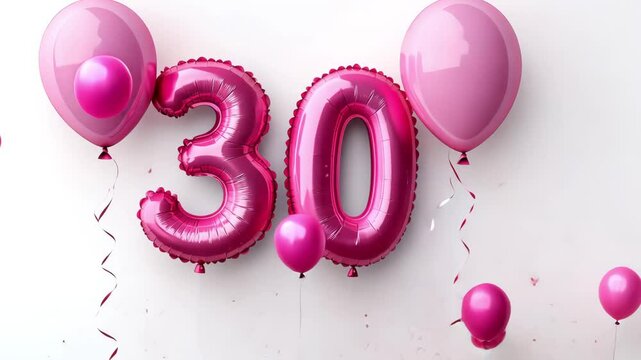 Celebrating a milestone birthday with pink balloons and cheerful decorations