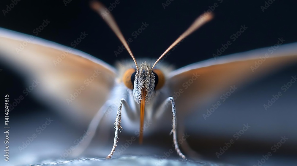 Aufkleber close up macro shot of a butterfly with focus on the face and antennas. the butterfly has orange and