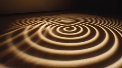 Fototapeta premium Top-down light source revealing puppet shadows in concentric patterns on the ground