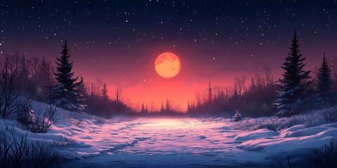 Winter background snowy landscape cold season frost trees mountains serene peaceful scenery holiday Christmas AI generated art