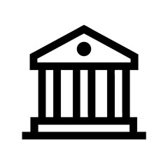 Bank Building with Pillar Design Icon Design