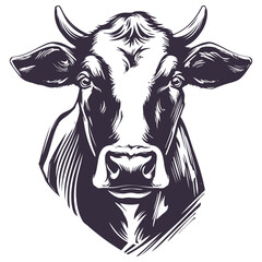 cow - domestic animal, farm hand drawn vector illustration sketch