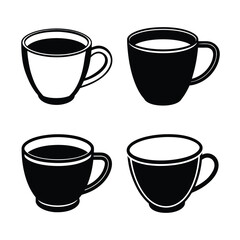 Different Types of Coffee Cup Vector Silhouettes Design