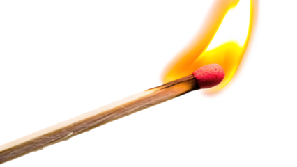 burning match on a white background
