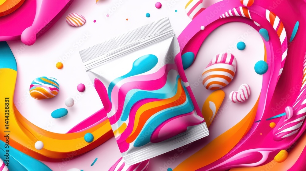Aufkleber bright and colorful abstract background featuring dynamic shapes and patterns for a playful and crea