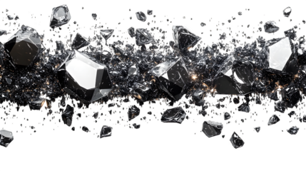Transparent diamonds scattered effect isolated on white background