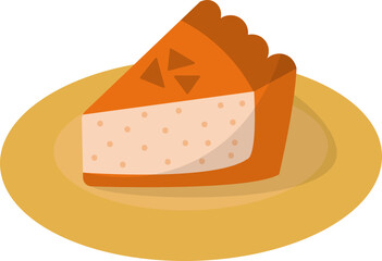 Pumpkin pie autumn season illustration. Thanksgiving, fall season. Vector isolated