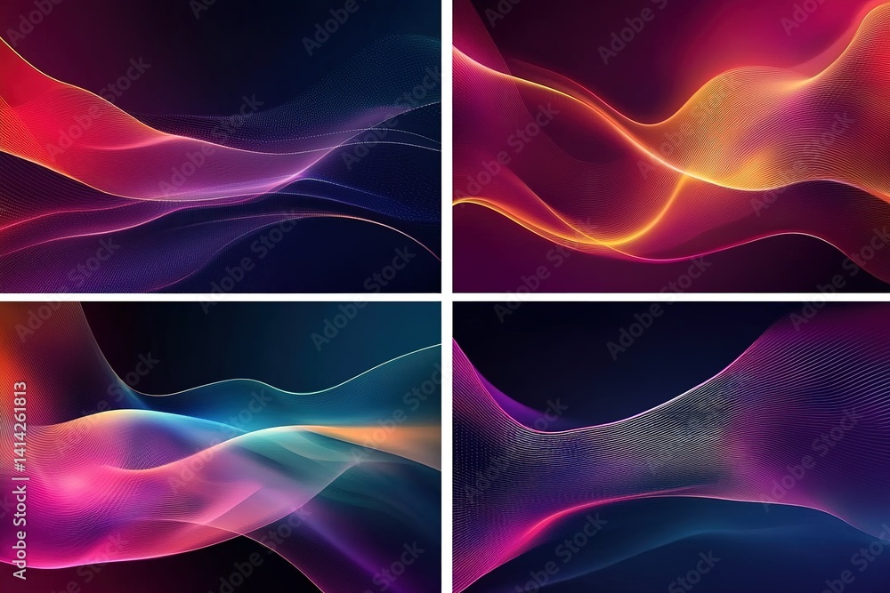Poster set abstract backgrounds futuristic elements on trending colors 2023 2024 banner geometric for stock