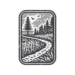 Simple Hiking Trail Vector Design – Vintage Logo & Retro Illustration