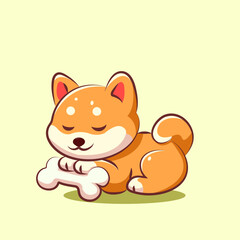 cute cartoon character dog is sleep vector design character