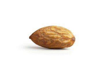 A single ripe almond resting elegantly on a clean surface bathed in soft natural light isolated on transparent background
