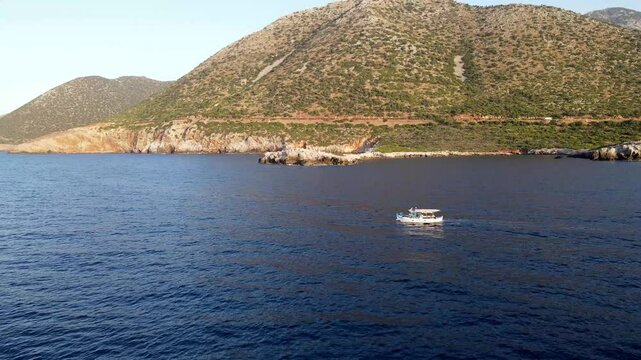 Boat Floating in Bali Bay, Crete, Greece