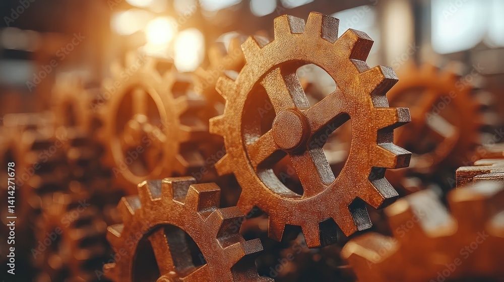Poster rusty gears: a symphony of interlocking mechanisms