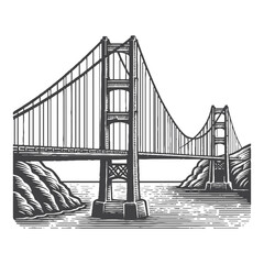 Suspension Bridge View Vector Design – Majestic Crossing & Scenic Landscape Illustration