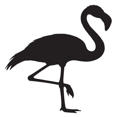 Fototapeta premium Elegant Flamingo Silhouette on White Background – Minimalist Wildlife Art