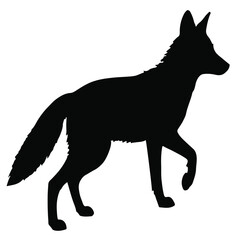 Fox Silhouette Vector – Wild Animal Outline, Forest Wildlife Clipart, Black Fox Icon