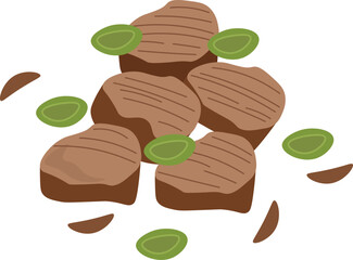Illustration of Grilled Beef with Garnish