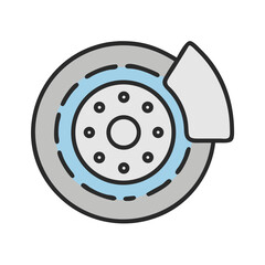 Brake Disc with Caliper Section Icon Design