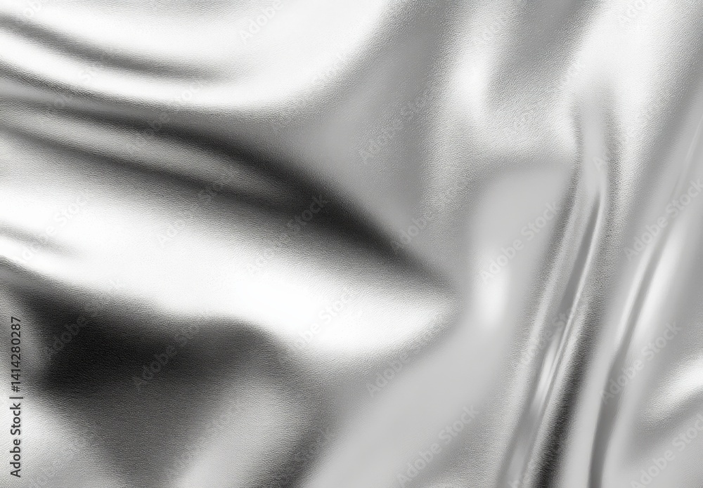Poster shiny silver foil texture background in high resolution with metallic realistic surface for design u