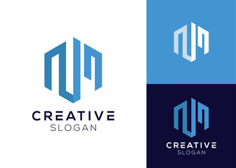 Fototapeta premium Abstract letter NM logo with geometric lines logo design