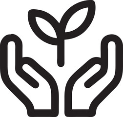 Hands Holding Sprout Eco Care Icon, logo, vector