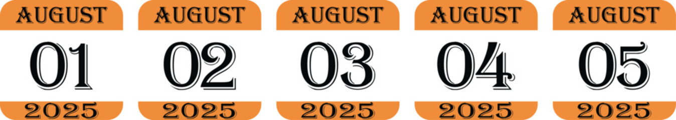 August calendar 2025 icon set.Calendar Event schedule date.calendar date icon on white background.Agenda plan, august month schedule calendar and Time planner.Meeting appointment time.