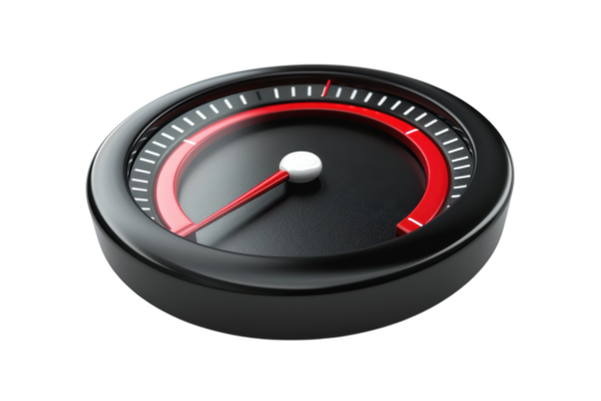 Measuring progress with accuracy: a modern dial gauge on a sleek white backdrop isolated on transparent background