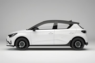 Flawless Image of White Hatchback Car with Black Roof and Wheels