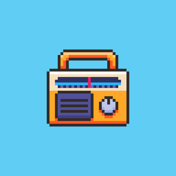 Pixel art electronic radio game asset design