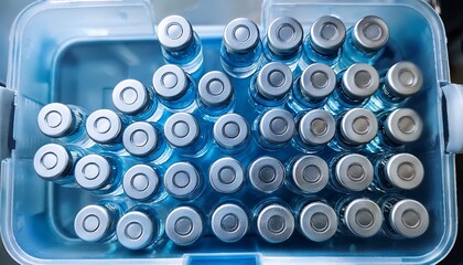 Neatly Arranged Vaccine Ampoules in Cold Storage