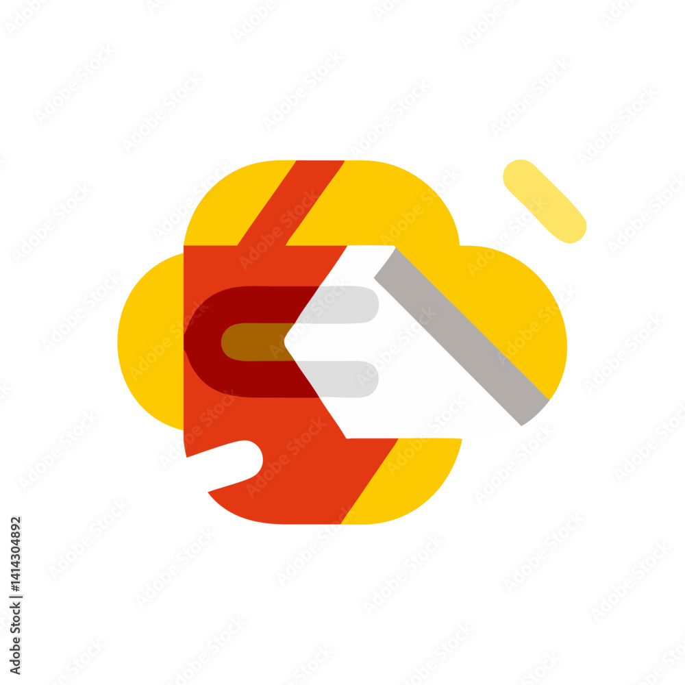 Poster abstract cloud storage icon with dynamic shapes and vibrant colors on a white background