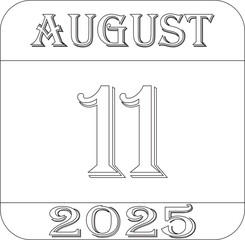 August calendar 2025 line art icon .Calendar Event schedule date.calendar date icon on white background.Agenda plan, august month schedule calendar and Time planner.Meeting appointment time.