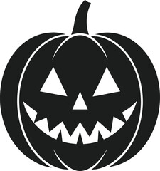 Creepy Pumpkin Face Silhouette Vector for Halloween