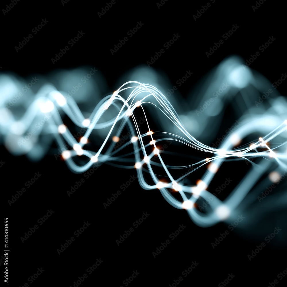 Poster Abstract Network: Interconnected Lines with Glowing Nodes on a Dark Background 