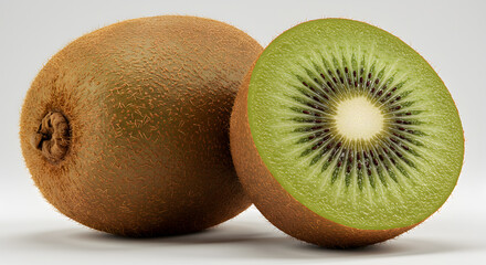 Fototapeta premium Kiwi Fruit Whole and Sliced Closeup Fresh Healthy Food