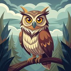 owl on branch owl sitting on a branch