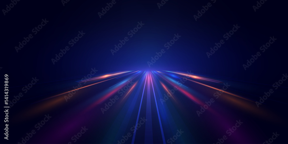 Canvas Prints png glowing neon wave lines. futuristic speed light effect with blue and purple flow. abstract tech 