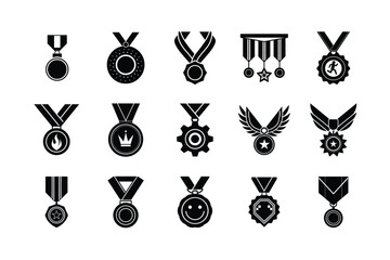 Set of Medal vector silhouette
