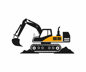 Silhouettes of Construction Excavators