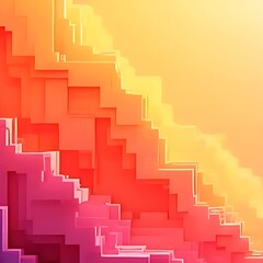 Fototapeta premium Abstract Warm Color Gradient Blocks, Geometric Shapes Background