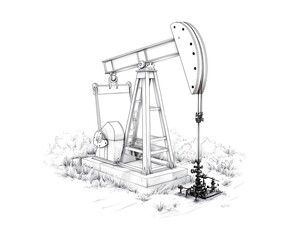 Oil Pumpjack Sketch Landscape