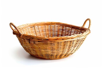 Fototapeta premium Stylish woven basket resting on a bright surface, perfect for home decor and storage ideas isolated on transparent background