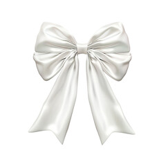 3D Shiny Metallic Silver Bow Isolated on Transparent Background PNG