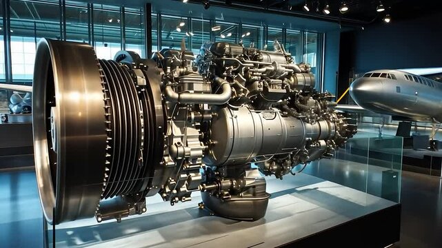 Aviation Engine Display in Museum Exhibit