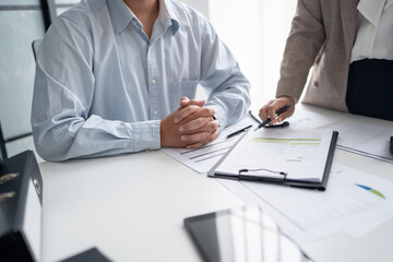 business man Auditor or internal revenue service staff checking annual financial statements company Audit  Accounting tax.