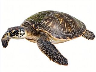 Fototapeta premium Green Sea Turtle Swimming Gracefully A Detailed Close Up View