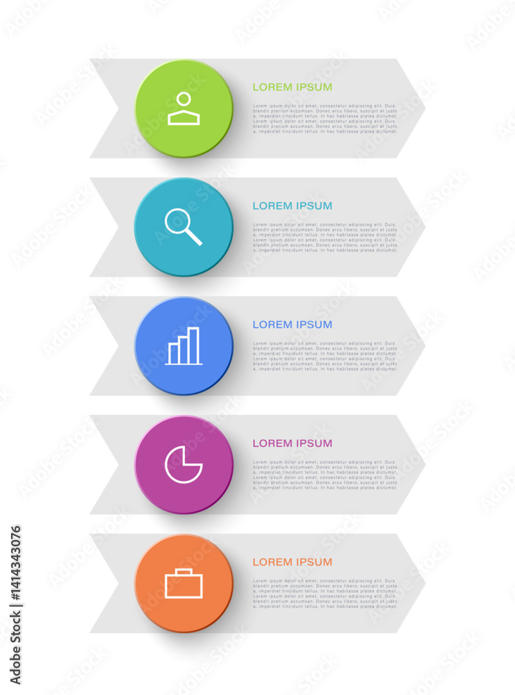Poster arrows vertical vector infographic template with 5 steps or options with thin icons