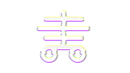 Icon skeleton is distorted. Glitch. Noise, chromatic aberration, geometric distortion